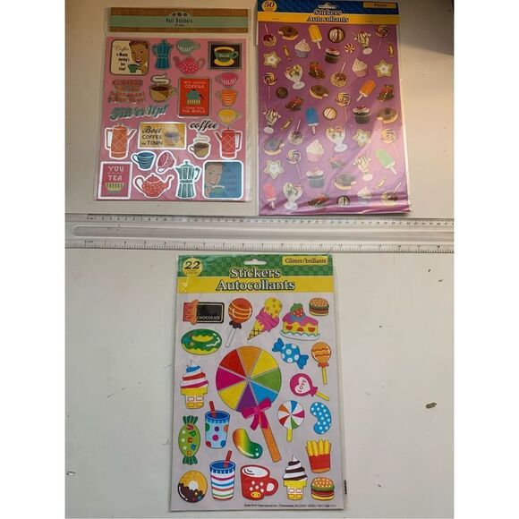 Foil STICKERS Sweets Treats Crafting Scrapbooking-Lot of 3 Packs-NEW School/Arts - Picture 2 of 5